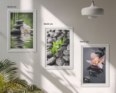 Tavelset ovanför soffa En lugn zenkomposition av blommor och vatten