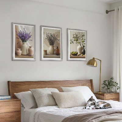Tavelpaket med ramar Lavendelblommor oliver kärl