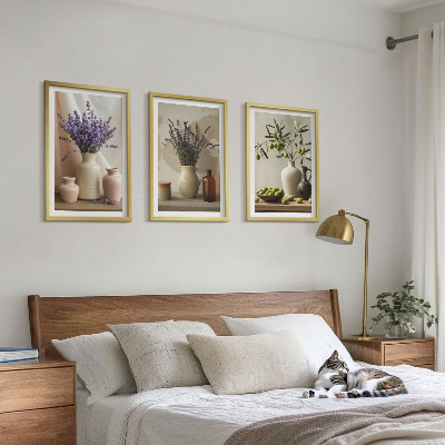 Tavelpaket med ramar Lavendelblommor oliver kärl