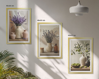 Tavelpaket med ramar Lavendelblommor oliver kärl