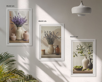 Tavelpaket med ramar Lavendelblommor oliver kärl