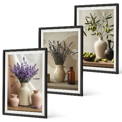 Tavelpaket med ramar Lavendelblommor oliver kärl