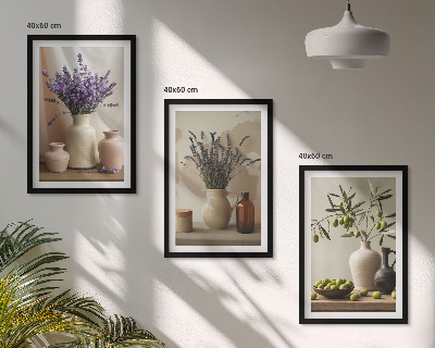 Tavelpaket med ramar Lavendelblommor oliver kärl