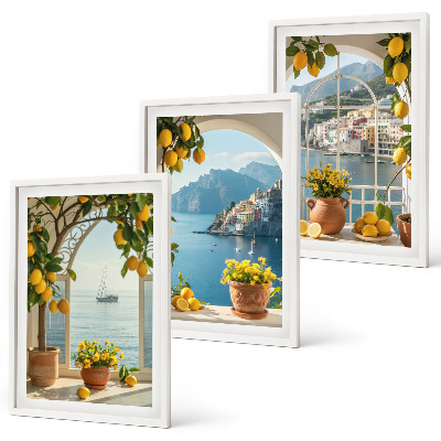 Set om 3 tavlor Citronblommor i havet