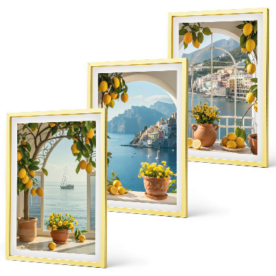 Set om 3 tavlor Citronblommor i havet
