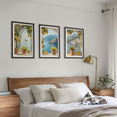 Set om 3 tavlor Citronblommor i havet