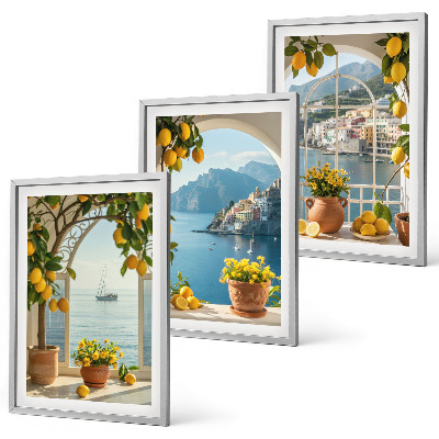 Set om 3 tavlor Citronblommor i havet