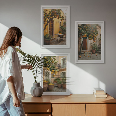 Tavelset ovanför soffa Trädgårdscitrussol