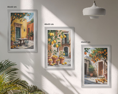Tavelpaket med ramar Citrusfrukter i trädgården