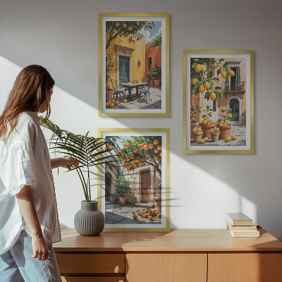 Tavelpaket med ramar Citrusfrukter i trädgården