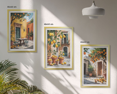 Tavelpaket med ramar Citrusfrukter i trädgården