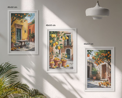 Tavelpaket med ramar Citrusfrukter i trädgården