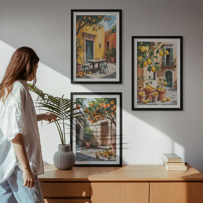 Tavelpaket med ramar Citrusfrukter i trädgården