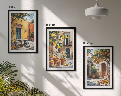 Tavelpaket med ramar Citrusfrukter i trädgården