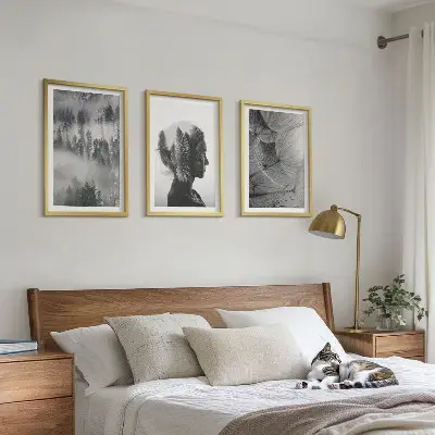 Tavelset Skogsdimma porträtt av träd och maskros med 3 delar