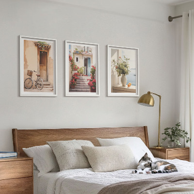 Tavelpaket med ramar Charmiga gator vid havet