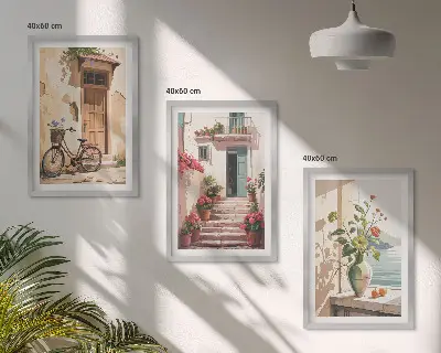 Gator, blommor och cyklar set om 3 tavlor