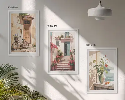 Gator, blommor och cyklar set om 3 tavlor