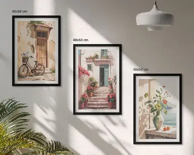 Gator, blommor och cyklar set om 3 tavlor