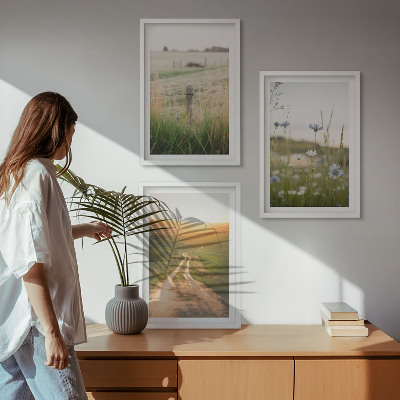 Tavelpaket med ramar Landskap natur fält stig