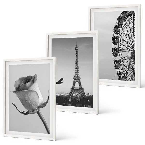 Tavelpaket med ramar Rose Eiffeltornets pariserhjul