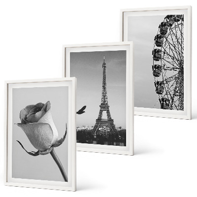 Tavelpaket med ramar Rose Eiffeltornets pariserhjul