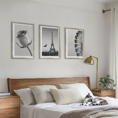 Tavelset med ramar Rosor, Eiffeltornet och pariserhjul Tavelset med ramar med motiv av Eiffeltornet, pariserhjul och rosor
