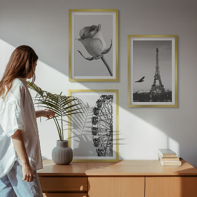 Tavelpaket med ramar Rose Eiffeltornets pariserhjul