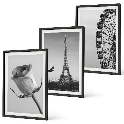 Tavelpaket med ramar Rose Eiffeltornets pariserhjul