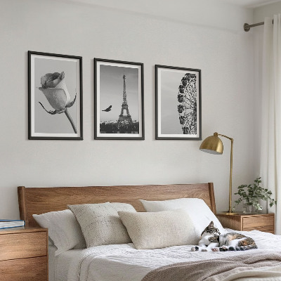 Tavelpaket med ramar Rose Eiffeltornets pariserhjul