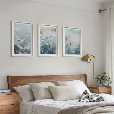 Tavelpaket med ramar Daggdroppar på maskrosor