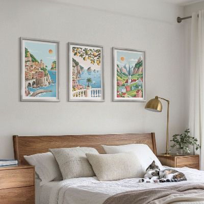 Tavelset ovanför soffa Landskap, hav, citrusfrukter