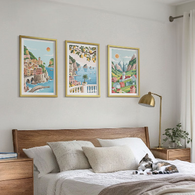 Tavelset ovanför soffa Landskap, hav, citrusfrukter