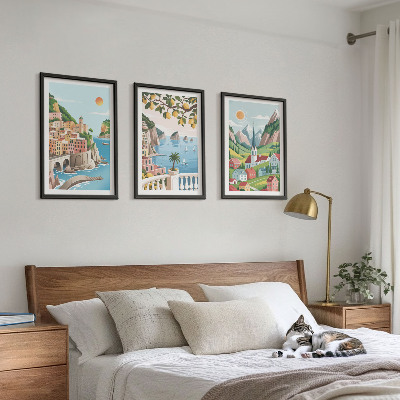 Tavelset ovanför soffa Landskap, hav, citrusfrukter