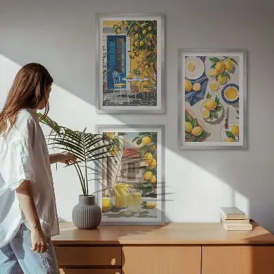 Citronträdgård med drycker set om 3 tavlor