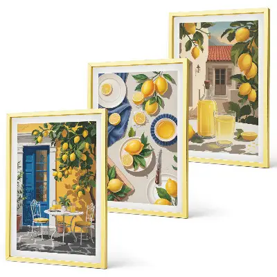Citronträdgård med drycker set om 3 tavlor
