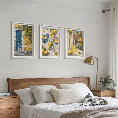 Citronträdgård med drycker set om 3 tavlor