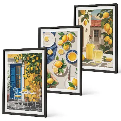 Citronträdgård med drycker set om 3 tavlor