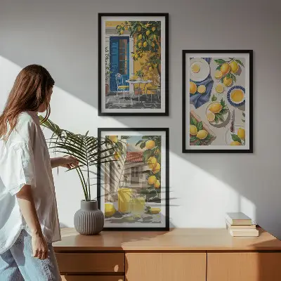 Citronträdgård med drycker set om 3 tavlor