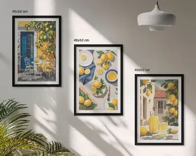 Citronträdgård med drycker set om 3 tavlor