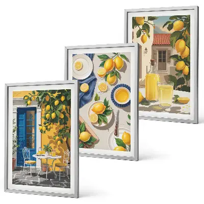 Citronträdgård med drycker set om 3 tavlor