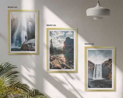 Tavelset ovanför soffa Vattenfall berg landskap natur