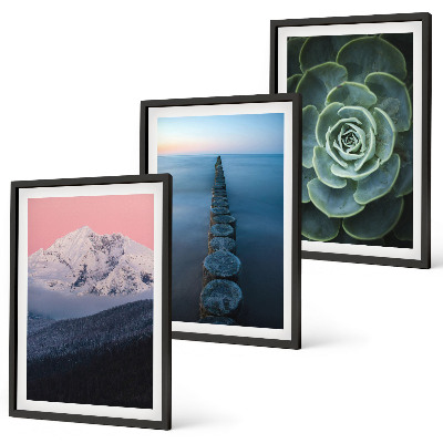 Tavelpaket med ramar Berg rosa himmel vatten saftiga