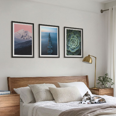 Tavelpaket med ramar Berg rosa himmel vatten saftiga