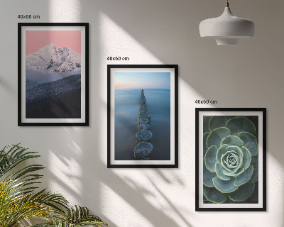 Tavelpaket med ramar Berg rosa himmel vatten saftiga