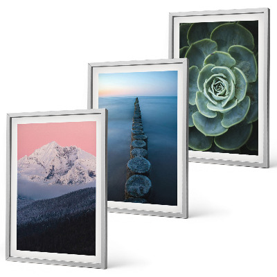 Tavelpaket med ramar Berg rosa himmel vatten saftiga