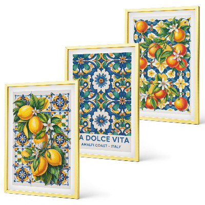 Tavelpaket med ramar Citrus färgglada abstrakter