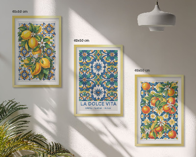 Tavelpaket med ramar Citrus färgglada abstrakter