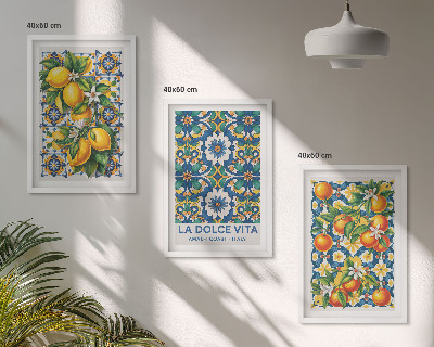 Tavelpaket med ramar Citrus färgglada abstrakter
