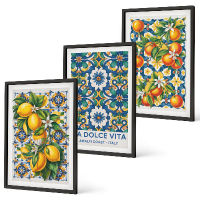 Tavelpaket med ramar Citrus färgglada abstrakter